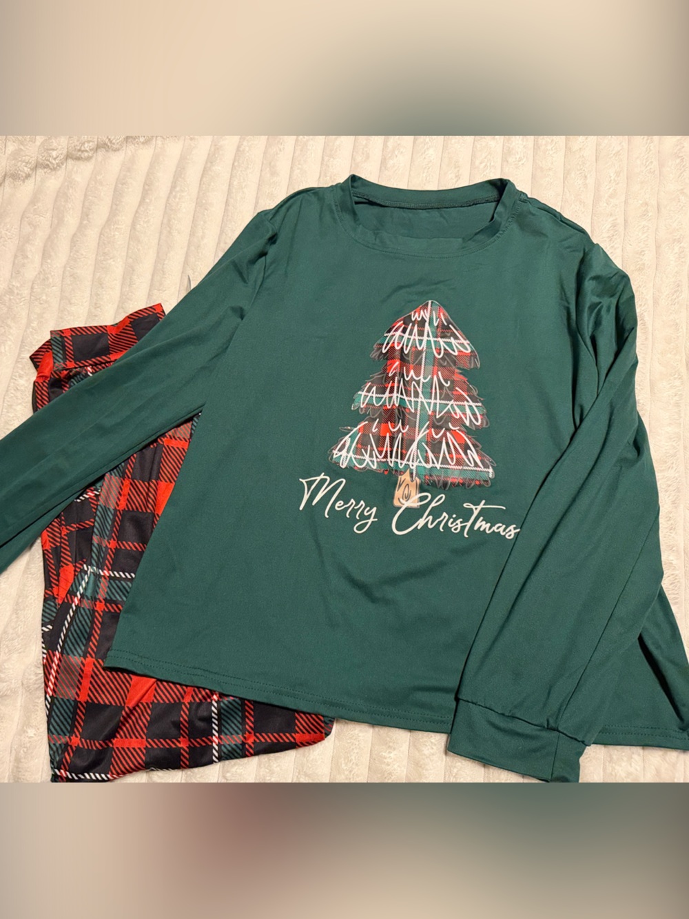 Unisex Matching Green Christmas Tree Pajama Set